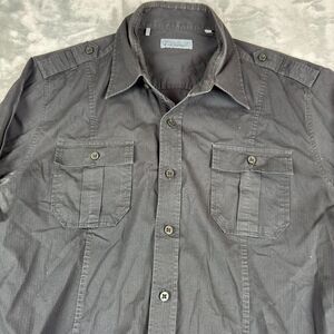 7Diamonds Shirt Mens Large Black Textured Button Up Flap Pockets Western